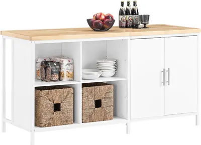 Image de KNL09-WN Ilot de cuisine/ Buffet, indépendant, blanc, environ 170x89x60 cm