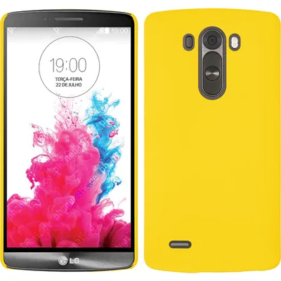 Produktbild von PhoneNatic Case kompatibel mit LG G3 - Hülle gelb gummiert Hard-case + 2 Schutzfolien