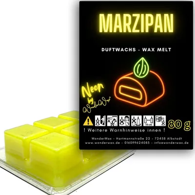 Produktbild von WonderWax Neon Duftwachs Wax Melts für Duftlampe, 6 Würfel Duftmelt Wachsmelt Sojawachs Neon Würfel für Raumdüfte, Wachs Duftöl Indoor Herbst Melts für Aromalampe Marzipan