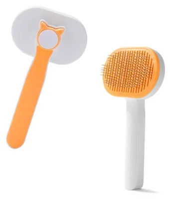 Produktbild von Haustierbürste Selbstreinigend für Katze & Hund, Orange