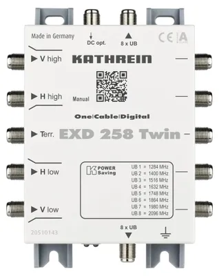 Produktbild von Kathrein EXD 258 Twin, 5 Eingänge, 5 Ausgänge, 3 dB, 1,5 dB, 30 dB, IP30