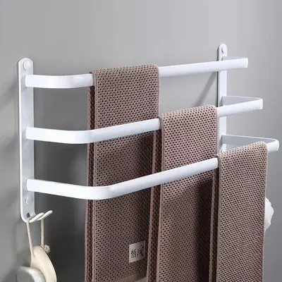 Productafbeelding van Handdoekhouder zwart, zonder boren - 80 cm handdoekstang