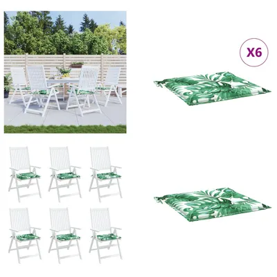 Obrázek produktu pro vidaXL Polštář na sedadlo 6 ks. Vzor listů 50x50x3 cm látka - polštář na židli - polštář na židli - polštářek - venkovní polštářek