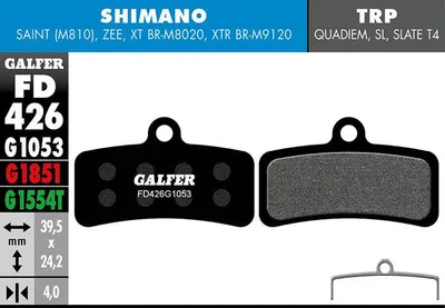 Produktbild von Galfer Beläge FD426 Mischung G1053 verpackt für Shimano Tektro TRP FD426G1053