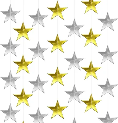Immagine prodotto di Set di stelle filanti, 12 pezzi, lunghezza 4 metri, dorate e argentate, decorazioni per feste