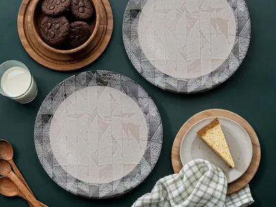 Image de Hermia Concept, ensemble de 6 assiettes en céramique (100%), couleurs : gris, noir et beige