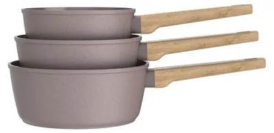 Image de Set de 3 casseroles 16-18-20 cm Gamme Forest tous feux dont induction Taupe Arthur Martin AM0208