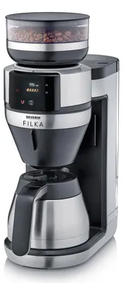 Productafbeelding van Severin KA 4853, Koffiezetapparaat voor filterkoffie, Koffiebonen, Ingebouwde molen, 1520 W, Zwart, Zilver