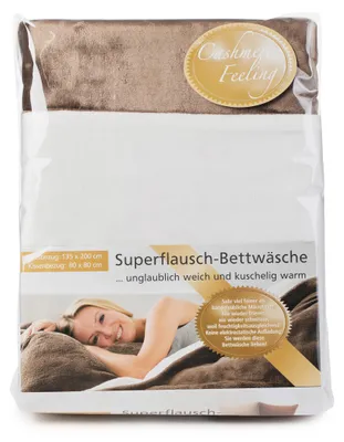 Produktbild von GÖZZE Cashmerefeeling Bettwäsche weiche Mikrofaser-Bettwäsche mit feuchtigkeitsausgleichenden Eigenschaften Taupe / Wollweiss 135 x 200 cm