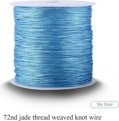 Obrázok produktu pre 100M x 0,8 mm nylonový čínsky uzol Cord Rattail Macrame Shamballa Thread String Sky Blue