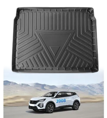 Obrázek produktu pro Podlahová rohož do kufru pro Peugeot 2008 II (2020-2026), vyrobená z TPE, černá, s vysokým okrajem, protiskluzová, voděodolná