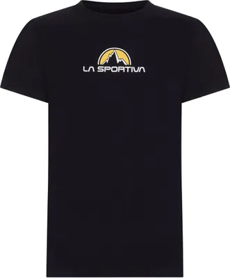 Schwarzes T-Shirt mit dem Logo von La Sportiva; geeignet für Klettern.