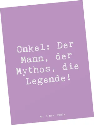Produktbild von Mr. & Mrs. Panda Postkarte Spruch Onkel Legende - Lavendeltraum - Geschenk, Ansichtskarten, kunstkarte, Abenteuer, Bewunderung, Familie, Familienmitglieder, Geschenke