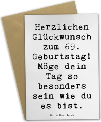 Produktbild von Mr. & Mrs. Panda valentinstagskarte Spruch 69. Geburtstag Besonderer Tag - Weiß - Geschenk, Grußkarte, osterkarte, Geburtstagsgeschenk, Happy Birthday, liebevolle Grüße