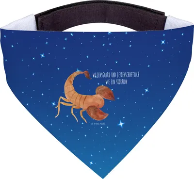 Produktbild von Mr. & Mrs. Panda Hunde Halstuch Sternzeichen Skorpion - Sternenhimmel Blau - Geschenk, Tuch, Geburtstag November, Hund, Oktober, Hundehalstuch, Skorpione, für