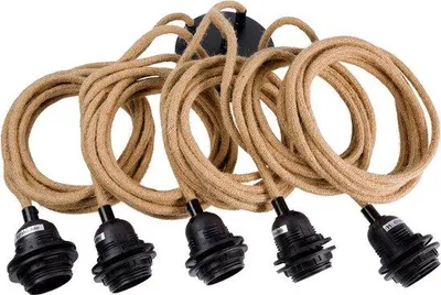 Obrázek produktu pro Stropní svítidla – přírodní – 5 kusů, černá