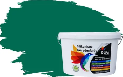 Produktbild von RyFo Colors Silikonharz Fassadenfarbe Lotuseffekt Trend Smaragdgrün 10l - bunte Fassadenfarbe, weitere Grün Farbtöne und Größen erhältlich, Deckkraft Klasse 1