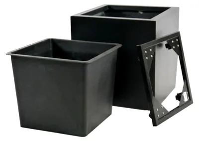Produktbild von 3-teiliges Komplettset: Pflanzkübel mit Einsatz und Roller, schwarz 40x40x40