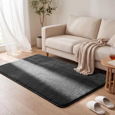 Produktbild von VOUNOT® Weicher Kurzflor Teppich Wohnzimmer mit Antirutschmatte 120x160 cm Anthrazit