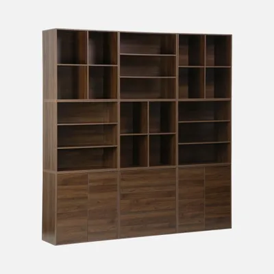 Produktbild von sweeek - Modulares Regal Holzdekor 9 Elemente - Nussbaumfarben