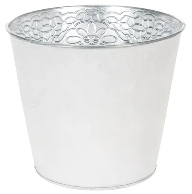 Produktbild von Blumenübertopf mit Prägung aus Metall für stilvolle Deko
