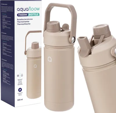 Produktbild von Thermosflasche 500 ml, Edelstahl, doppelwandig, Vakuumisolierung, 2 Trinköffnungen, für unterwegs