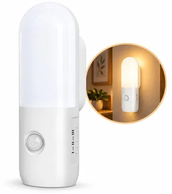 Produktbild von Nachtlicht mit Bewegungsmelder, LED Sensorleuchte, wiederaufladbar, 3 Lichtfarben, dimmbar, magnetisch, für Schrank und Flur