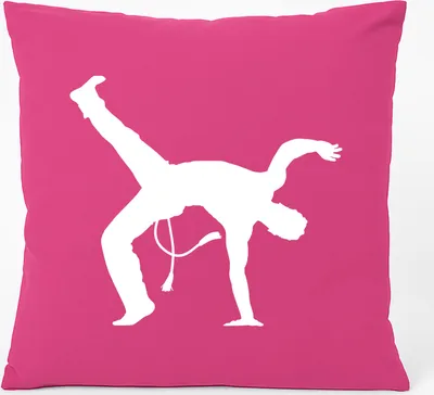 Produktbild von Huuraa Kissen Capoeira Silhouette 40x40cm mit Füllung Fuchsia Baumwolle Dekokissen Geschenkidee