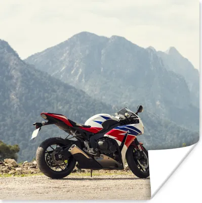 Produktbild von MuchoWow® Poster Motorrad - Weiß - Rot 75x75 cm - Wand Dekoration