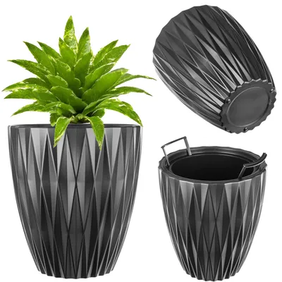 Image de Pot de fleurs - Pot en plastique - Moderne, décoratif, 27 cm - Noir