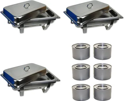 Produktbild von Chafing Dish Speisenwärmer Warmhaltebehälter Edelstahl 3er GN-Behälter Profi Set