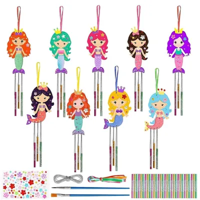 Immagine prodotto di Set per creare decorazioni per il giardino a tema sirene, con 9 elementi in legno per bambini