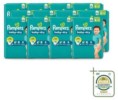Imagen del producto de 12 pañales Pampers Baby-Dry, talla 6, paquete económico - 12 unidades