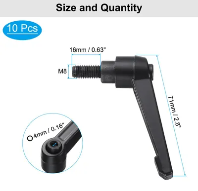 Produktbild von 10 Stš¹ck Klemmhebel Griff M8 x 16mm Au?engewinde Bolzen Klemmschraube Kn?pfe Kohlenstoffstahl, Verstellbarer Klemmhebelgriffe Handgriff fš¹r Werkzeugmaschinen, Schwarz