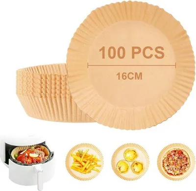 Obrázek produktu pro Papírové vložky do horkovzdušné fritézy, 100 kusů, s nepřilnavou vrstvou, 20 cm