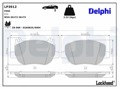 Produktbild von DELPHI Bremsbeläge Satz Hinten Bremsklötze passend für MERCEDES-BENZ C-Klasse T-Modell (S206) LP3912