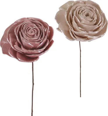 Produktbild von Holzblüten Set Blütenschimmer, 167_Menge/Größe:5er Set - Ø 6 cm, 168_Art/Farbe:Rose - Altrosa
