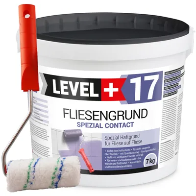 Produktbild von Fliesengrund 7kg Fliese auf Fliese Haftgrund Quarzgrund+Farbroller 10cm SET L+17