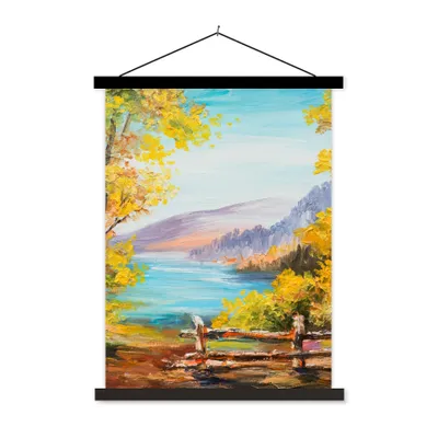 Produktbild von MuchoWow® Textilposter Malerei - Ölgemälde - Pflanzen - Natur 60x80 cm mit schwarzem Rahmen - Plakathalter