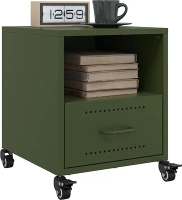 Immagine prodotto di vidaXL Comodini 2 pz. Verde oliva 36x39x43,5 cm acciaio