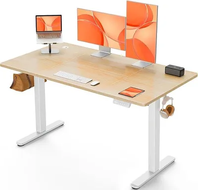 Obrázok produktu pre Elektricky nastaviteľný písací stôl, 120x60 cm, s možnosťou nastavenia výšky a 4 pamäťovými funkciami. Hrací stôl s štyridsaťročnou doskou