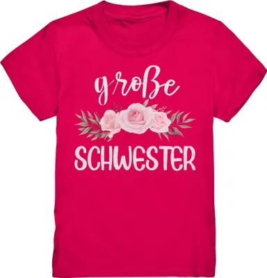 Produktbild von Große Schwester T-Shirt Rosen Große Schwester Geschenk – Sorbet / 110/116 (5-6)