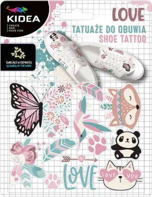 Produktbild von Im Dunkeln leuchtende Tattoos für Schuhe Love KIDEA