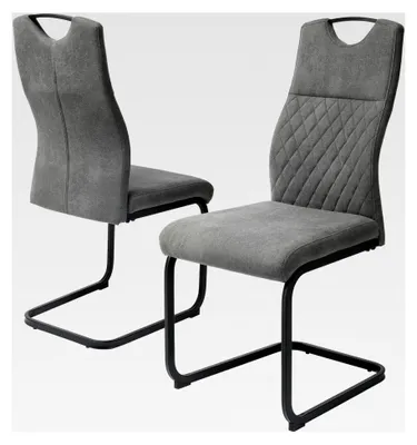 Produktbild von Esszimmerstühle 2er Set Schwingstuhl Freischwinger, 150 kg belastbar (Grau, 2 Stühle)