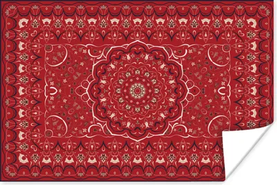 Produktbild von MuchoWow® Poster Persische Teppiche - Teppiche - Mandala - Rot 60x40 cm - Schlafzimmerdekoration