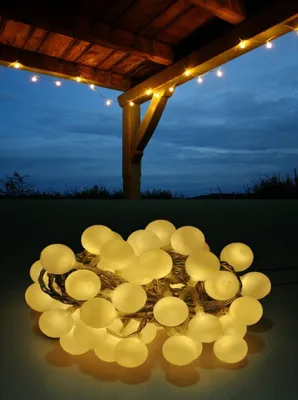 Produktbild von LED Lichterkette Bunt oder Warmweiß Partylichterkette LEDs stabile Kugeln Außen Warmweiß 4.8 m