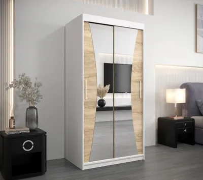 Zdjęcie produktu dla MINIO szafa 100 cm MONACO biały / dąb sonoma
