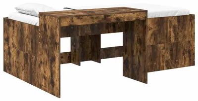 Image de Lit haut pour enfants avec bureau Chêne fumé 90 x 200 cm