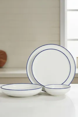 Obrázok produktu pre Hermia Concept, kvalitná súprava riadu (24 kusov) vyrobená zo 100% porcelánu, v kombinácii bielej a tmavomodrej farby