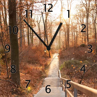 Produktbild von Wallario Design Wanduhr Weg in den Sonnenuntergang aus Echtglas, Größe 30 x 30 cm